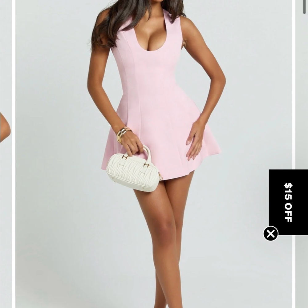 Showpo Pale Pink Scoop Neck Fit & Flare Mini Dress